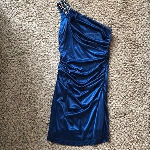 Blue One-Shouldered Dress
